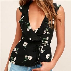 Lulus build me up buttercup floral top size S